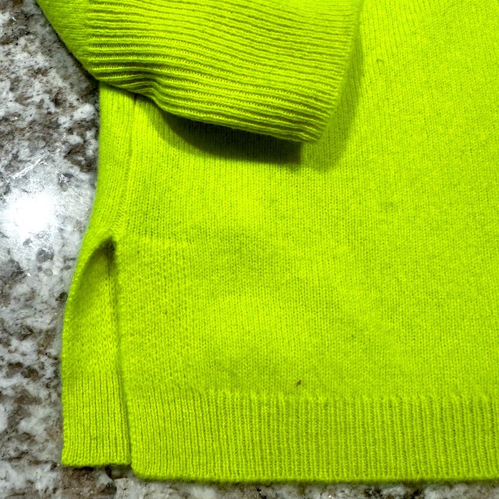 JCREW women’s 100% cashmere crew neck sweater in neon citrus - Picture 6 of 8
